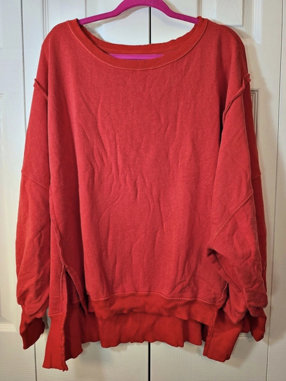 NWT Free People We The Free Camden Oversized Pullover Sweatshirt Flame Red M